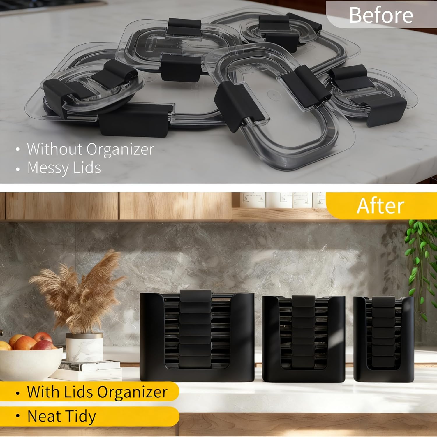 Alwht™ 3Pcs Kitchen Lid Organizer for Rubbermaid Brilliance Lids
