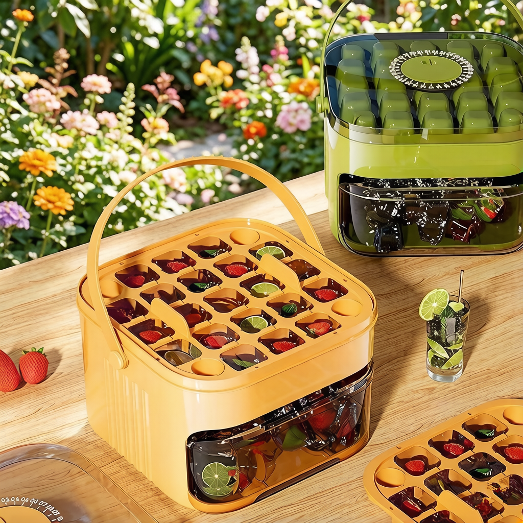 Ice Cube Tray with Lid and Bin