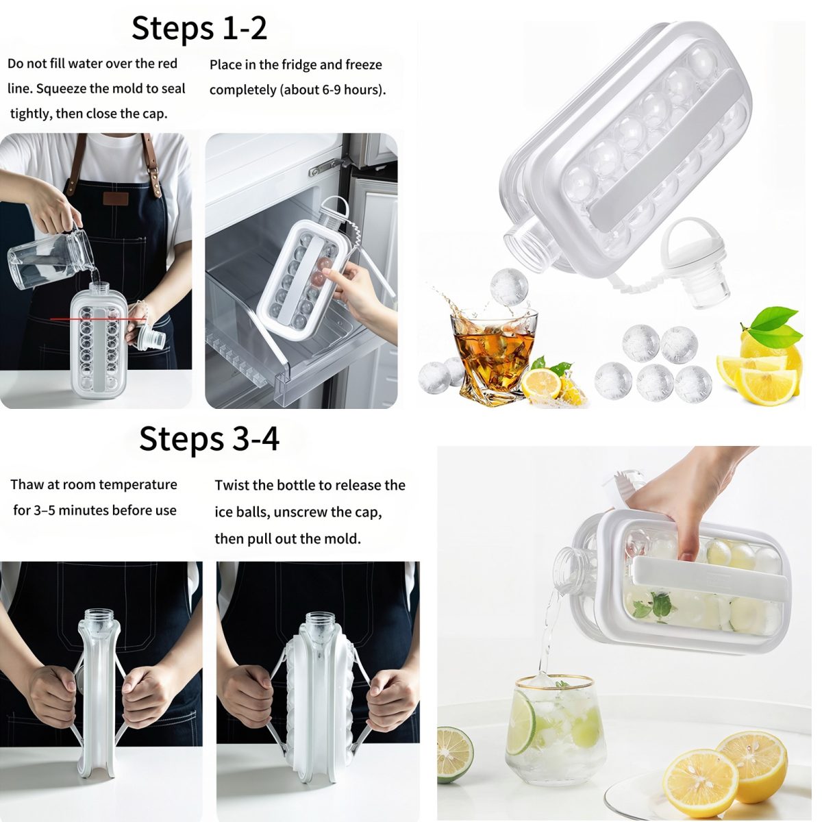 2 in 1 Ice Ball Maker Bottle